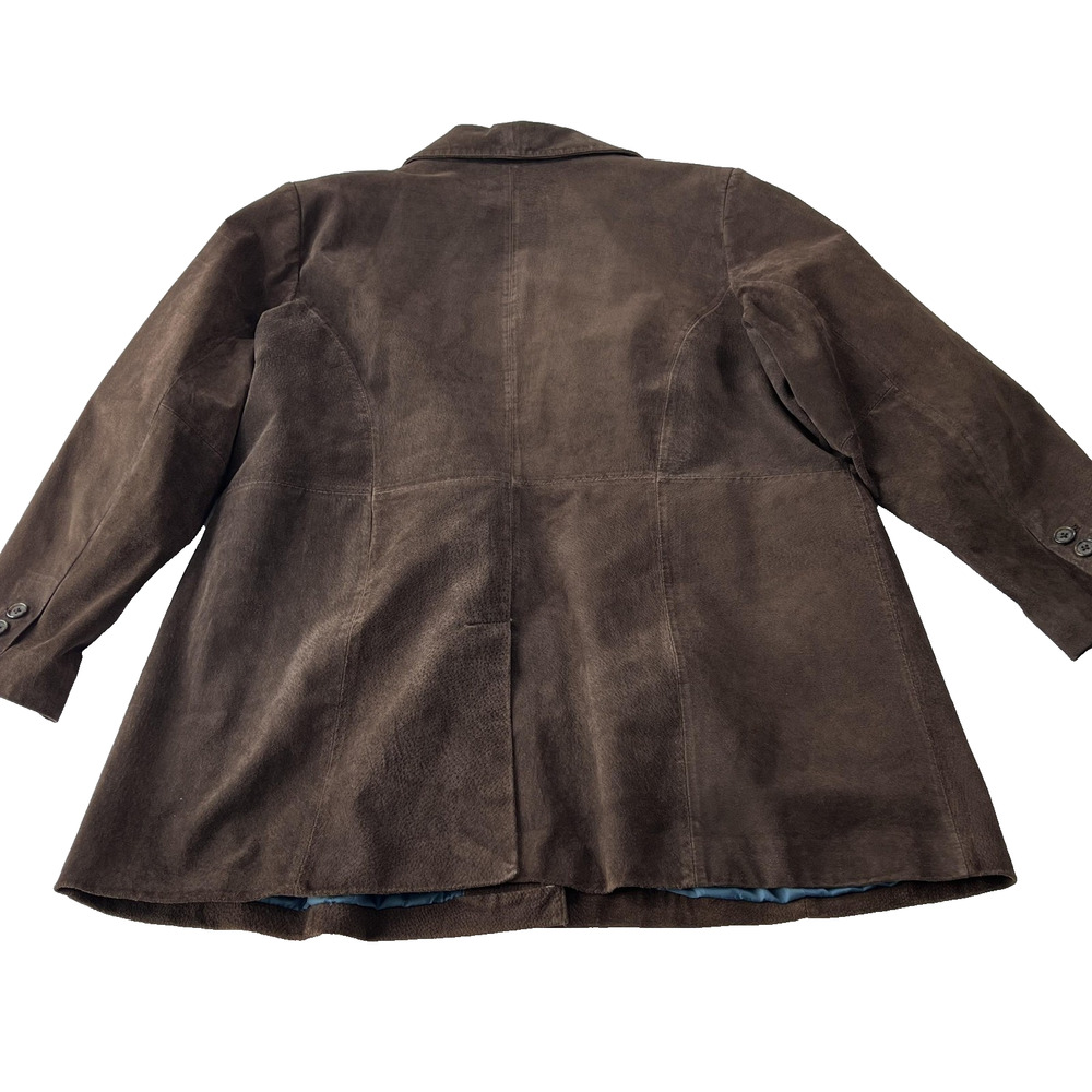 Style & Co. Coat Womens 22W Brown Suede Leather Overcoat Button Tailored Pockets - Picture 3 of 15